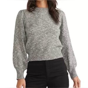 Marine Layer Alma Puff Sleeve Sweater — Charcoal Heather, Size Medium